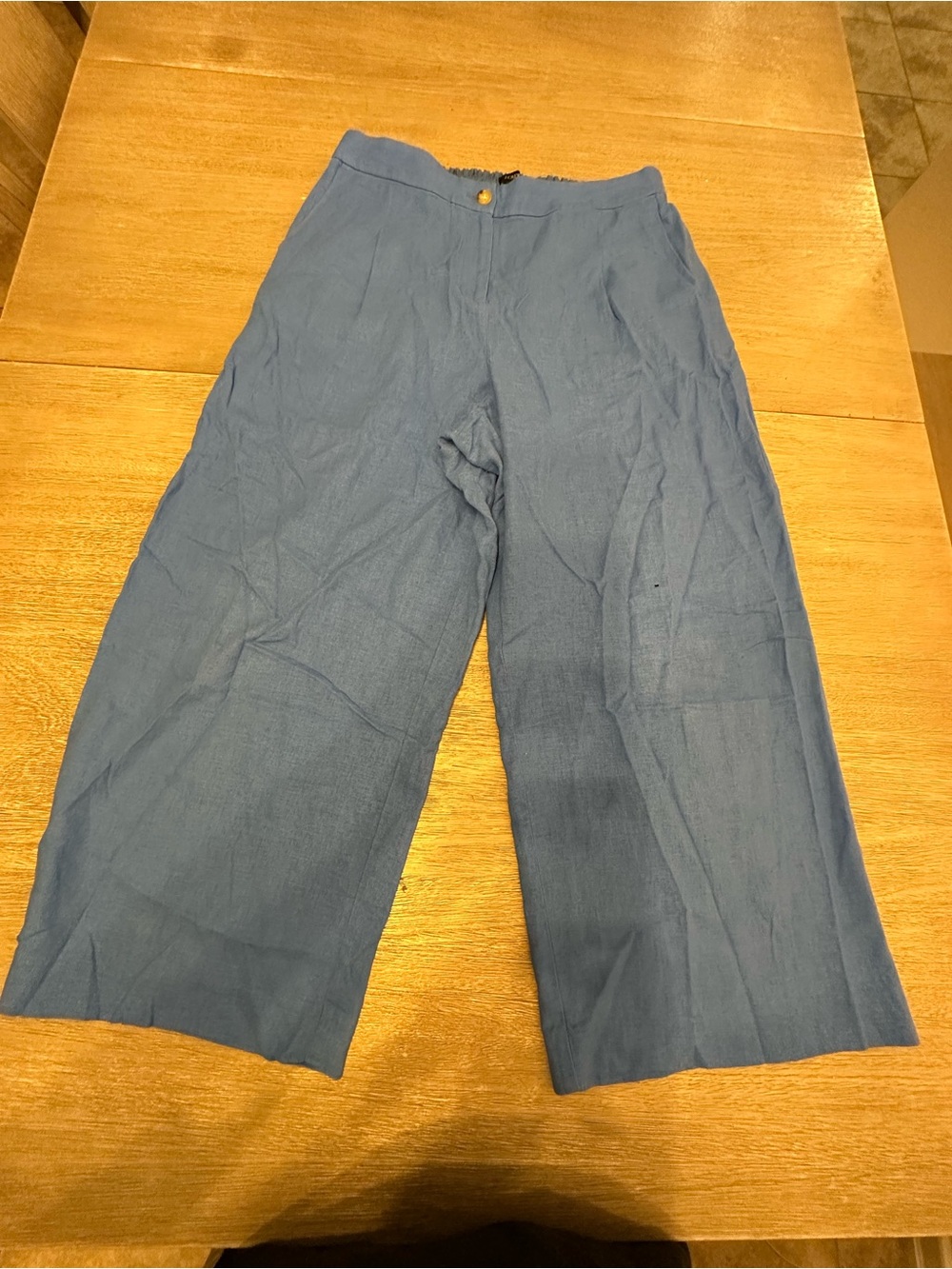 J. Crew Wide-Leg Linen Blend Pants in Slate Blue